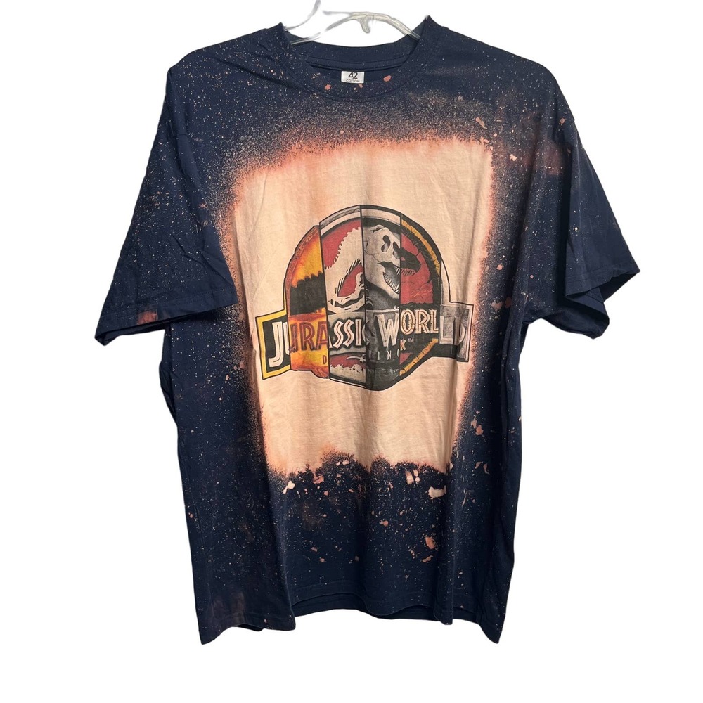 Jurassic World Custom Bleach Tie Dye T-Shirt Size Large